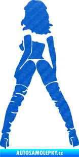 Samolepka Sexy žena a vysoké kozačky levá 3D karbon modrý