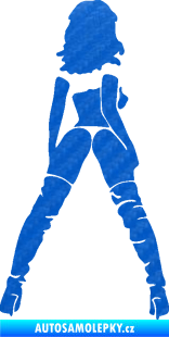 Samolepka Sexy žena a vysoké kozačky pravá 3D karbon modrý