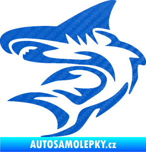 Samolepka Shark 002 levá 3D karbon modrý