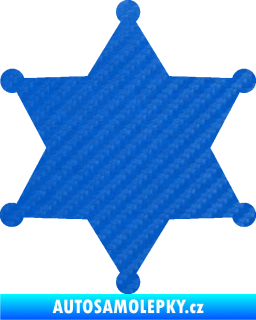 Samolepka Sheriff 002 hvězda 3D karbon modrý