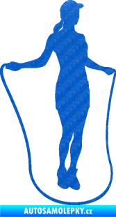 Samolepka Skákání přes švihadlo 001 pravá skipping rope 3D karbon modrý