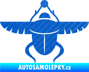 Samolepka Skarab - brouk vruboun 001 egyptský symbol 3D karbon modrý