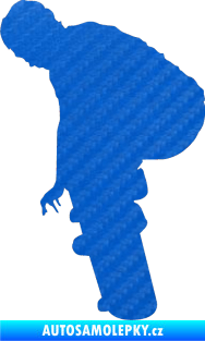 Samolepka Skateboard 003 levá 3D karbon modrý