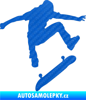 Samolepka Skateboard 005 pravá 3D karbon modrý