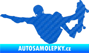 Samolepka Skateboard 007 levá 3D karbon modrý