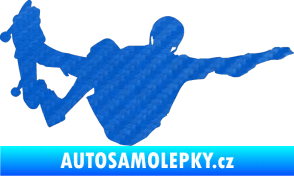 Samolepka Skateboard 007 pravá 3D karbon modrý
