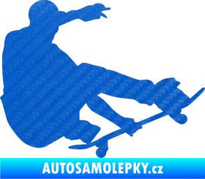 Samolepka Skateboard 009 pravá 3D karbon modrý