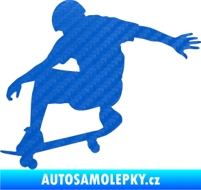 Samolepka Skateboard 012 levá 3D karbon modrý