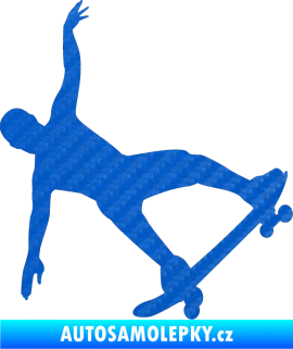 Samolepka Skateboard 013 pravá 3D karbon modrý