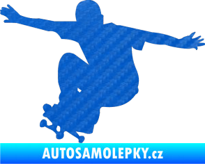 Samolepka Skateboard 014 levá 3D karbon modrý