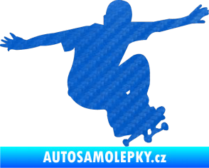 Samolepka Skateboard 014 pravá 3D karbon modrý