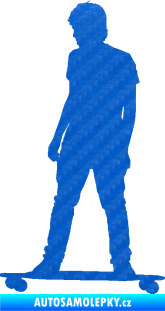Samolepka Skateboard 015 levá 3D karbon modrý