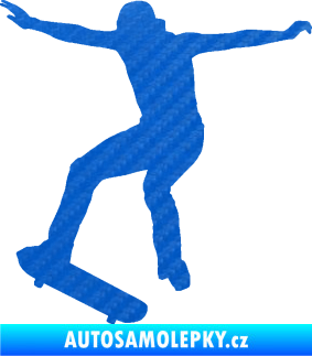Samolepka Skateboard 017 levá 3D karbon modrý