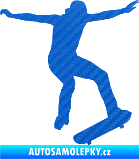 Samolepka Skateboard 017 pravá 3D karbon modrý