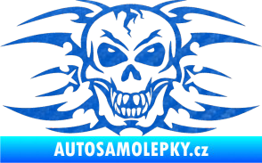 Samolepka Skeleton - lebka 3D karbon modrý