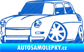 Samolepka Škoda 1000 karikatura levá 3D karbon modrý