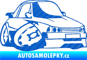 Samolepka Škoda 120 karikatura pravá 3D karbon modrý