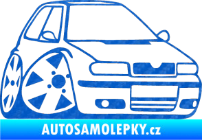 Samolepka Škoda Felicia karikatura pravá 3D karbon modrý
