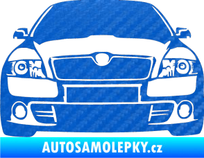 Samolepka Škoda Octavia 2 karikatura  3D karbon modrý