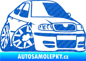 Samolepka Škoda Octavia karikatura pravá 3D karbon modrý