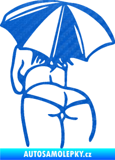 Samolepka Slečna s deštníkem levá 3D karbon modrý
