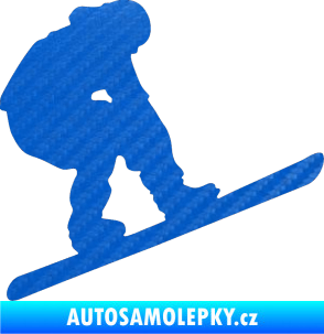 Samolepka Snowboard 002 pravá 3D karbon modrý