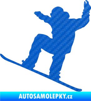 Samolepka Snowboard 003 levá 3D karbon modrý
