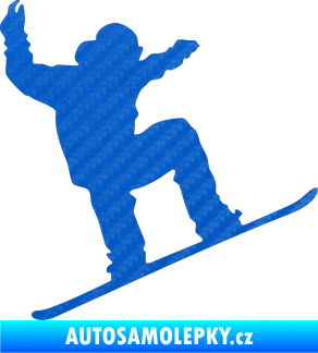 Samolepka Snowboard 003 pravá 3D karbon modrý