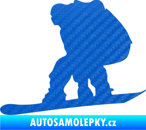 Samolepka Snowboard 010 levá 3D karbon modrý