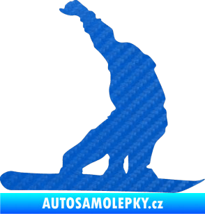 Samolepka Snowboard 011 pravá 3D karbon modrý