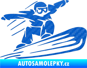 Samolepka Snowboard 014 pravá 3D karbon modrý