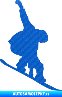 Samolepka Snowboard 018 pravá 3D karbon modrý