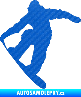 Samolepka Snowboard 019 pravá 3D karbon modrý