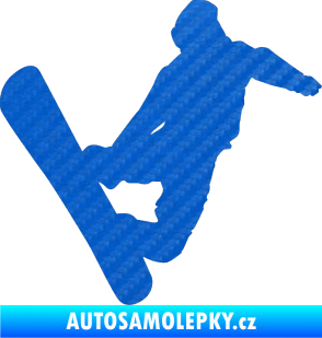 Samolepka Snowboard 020 pravá 3D karbon modrý