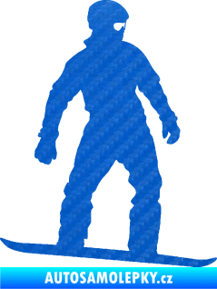 Samolepka Snowboard 024 pravá 3D karbon modrý