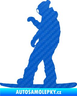 Samolepka Snowboard 028 levá 3D karbon modrý