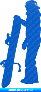 Samolepka Snowboard 032 levá 3D karbon modrý
