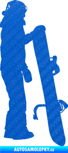 Samolepka Snowboard 032 pravá 3D karbon modrý