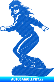 Samolepka Snowboard 036 levá 3D karbon modrý