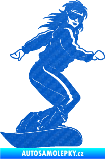 Samolepka Snowboard 036 pravá 3D karbon modrý