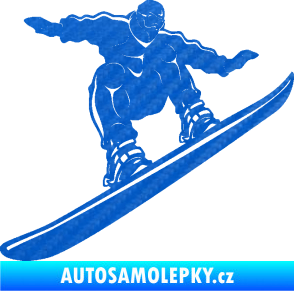 Samolepka Snowboard 038 pravá 3D karbon modrý