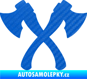 Samolepka Spojené sekery 3D karbon modrý