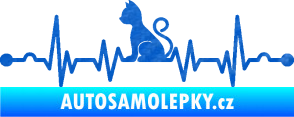 Samolepka Srdeční tep 003 levá kočička 3D karbon modrý