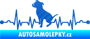 Samolepka Srdeční tep 007 levá pitbull 3D karbon modrý