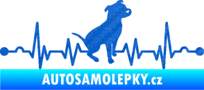 Samolepka Srdeční tep 007 pravá pitbull 3D karbon modrý