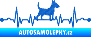 Samolepka Srdeční tep 008 pravá pes bulteriér 3D karbon modrý