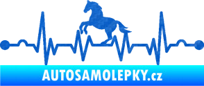 Samolepka Srdeční tep 010 levá  koník 3D karbon modrý