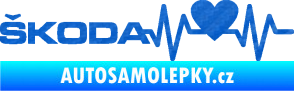 Samolepka Srdeční tep 025 levá škoda 3D karbon modrý