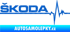 Samolepka Srdeční tep 034 levá Škoda 3D karbon modrý
