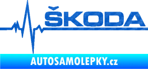 Samolepka Srdeční tep 034 pravá Škoda 3D karbon modrý